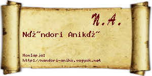 Nándori Anikó névjegykártya